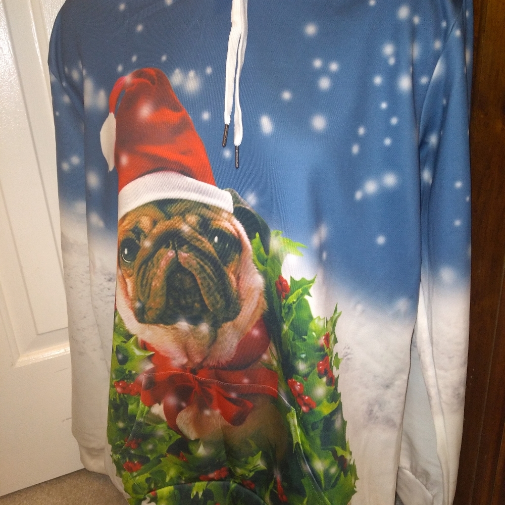 Pug Christmas Hoodie NWOT - Picture 3 of 6